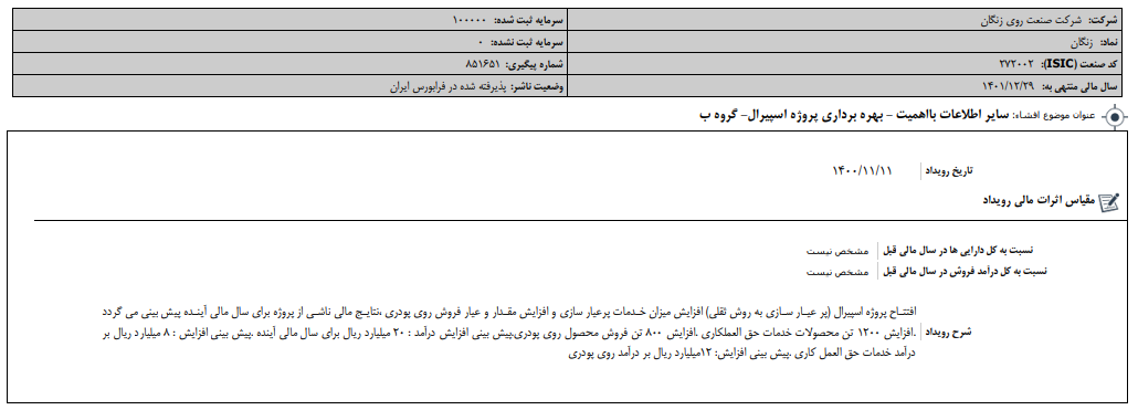 بهره&zwnj;برداری از پروژه جدید &laquo;زنگان&raquo;