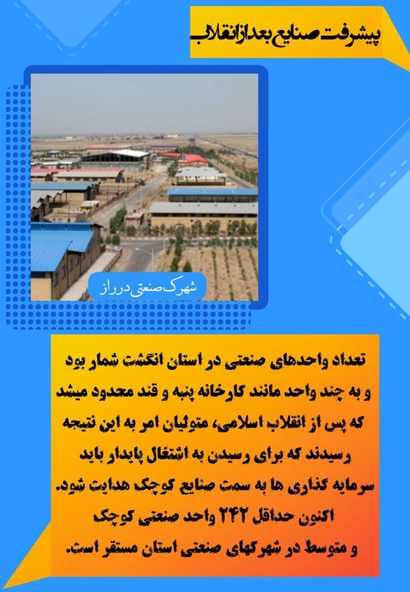 نمایی از دستاوردهای چهل و سه ساله انقلاب اسلامی در حوزه پیشرفتهای صنایع در خراسان شمالی نمایی از دستاوردهای چهل و سه ساله انقلاب اسلامی در حوزه پیشرفتهای صنایع در خراسان شمالی