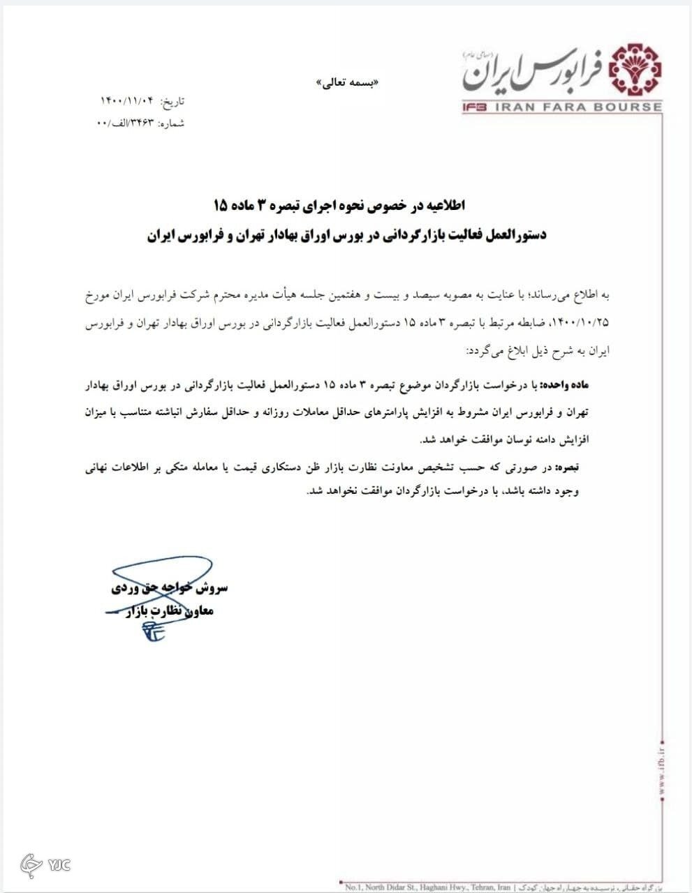 دستورالعمل جدید در مورد دامنه نوسان اعلام شد