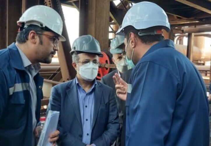 بازدید معاون وزیر صمت و رئیس هیات عامل ایمیدرو از شرکت صبا فولاد خلیج فارس