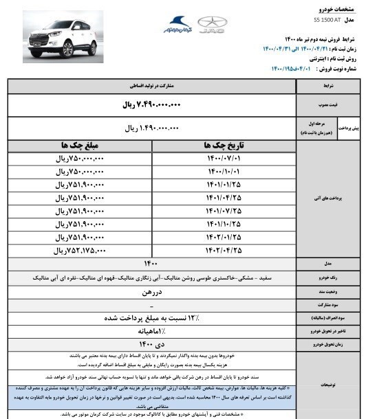 طرح جدید فروش اقساطی محصولات کرمان موتور ویژه تیر ۱۴۰۰+ جدول طرح جدید فروش اقساطی محصولات کرمان موتور ویژه تیر ۱۴۰۰+ جدول
