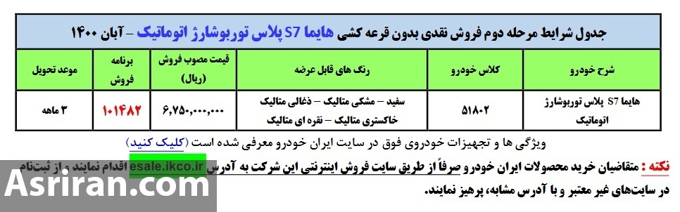 فروش نقدی هایما S۷ پلاس بدون قرعهکشی/ اختلاف قیمت کارخانه و بازار (لینک) فروش نقدی هایما S۷ پلاس بدون قرعهکشی/ اختلاف قیمت کارخانه و بازار (لینک)