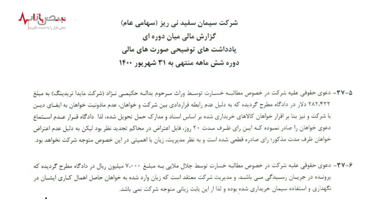 مطالبه خسارت از سیمان نی ریز مطالبه خسارت از سیمان نی ریز