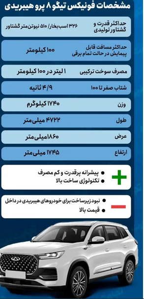 مشخصات فنی تیگو ۸ پرو هیبریدی/ رقیب سرسخت هیبریدی&zwnj;های بازار