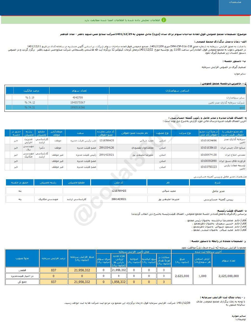 افزایش سرمایه فباهنر تصویب شد افزایش سرمایه فباهنر تصویب شد