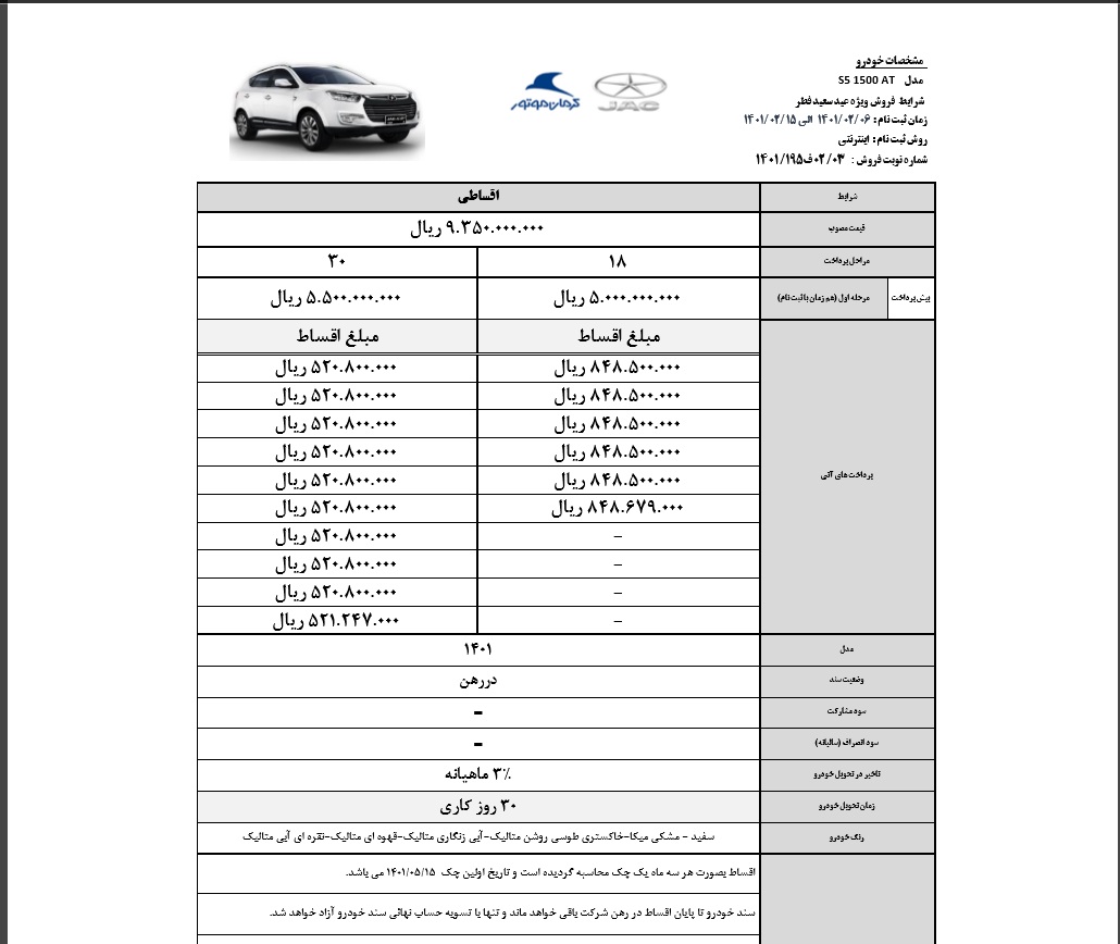 طرح فروش اقساطی محصولات کرمان موتور به مناسبت عید فطر/ جک J۴، جک S ۵ و T۸+جدول و شرایط طرح فروش اقساطی محصولات کرمان موتور به مناسبت عید فطر/ جک J۴، جک S ۵ و T۸+جدول و شرایط