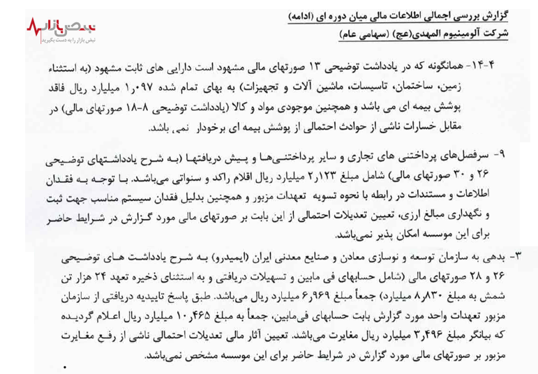 مغایرت در حسابهای آلومینیوم المهدی مغایرت در حسابهای آلومینیوم المهدی