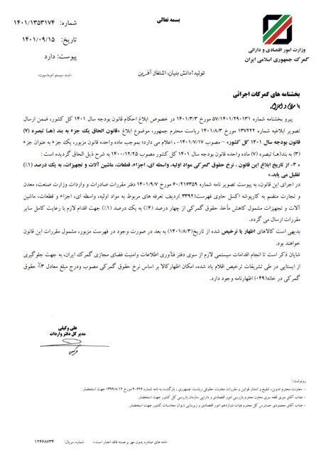 قانون کاهش حقوق گمرکی مواد اولیه ابلاغ شد