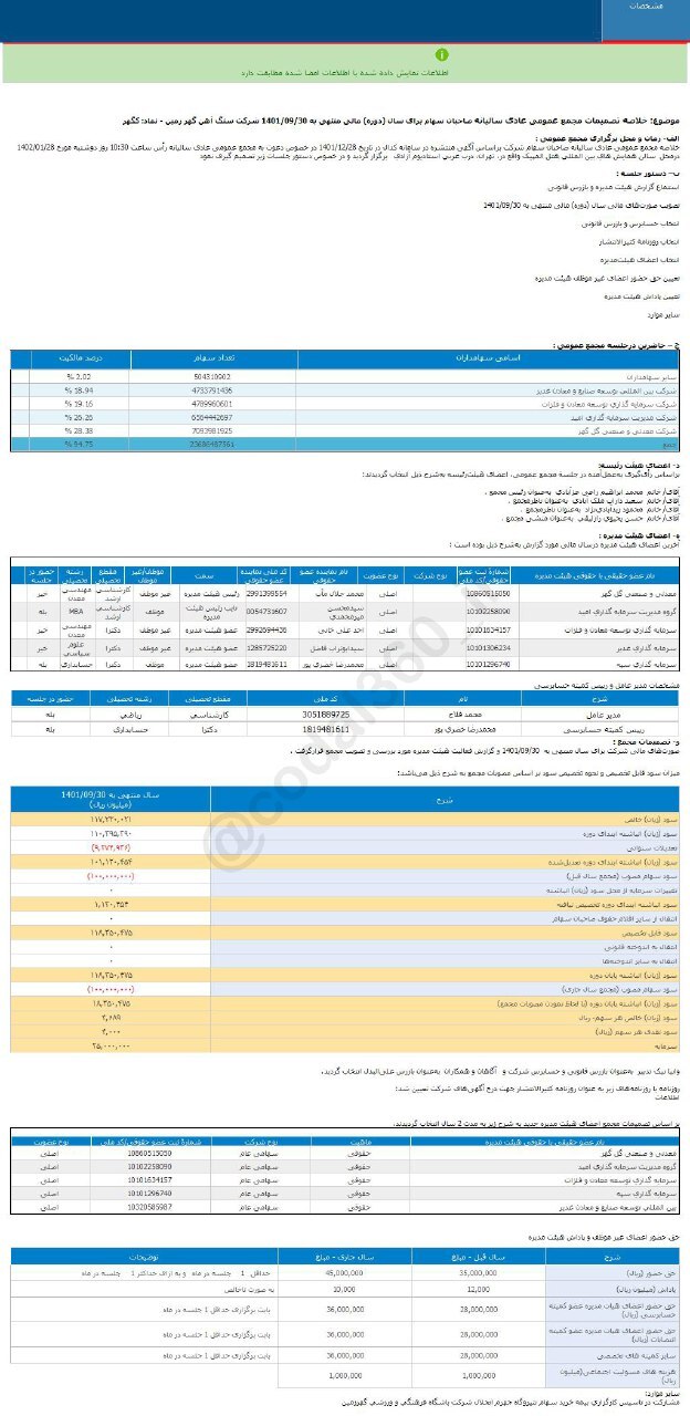 سود نقدی هر سهم کگهر چقدر است؟ سود نقدی هر سهم کگهر چقدر است؟
