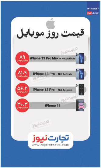 قیمت گوشی آیفون امروز ۲۲ اسفند ۱۴۰۲ قیمت گوشی آیفون امروز ۲۲ اسفند ۱۴۰۲