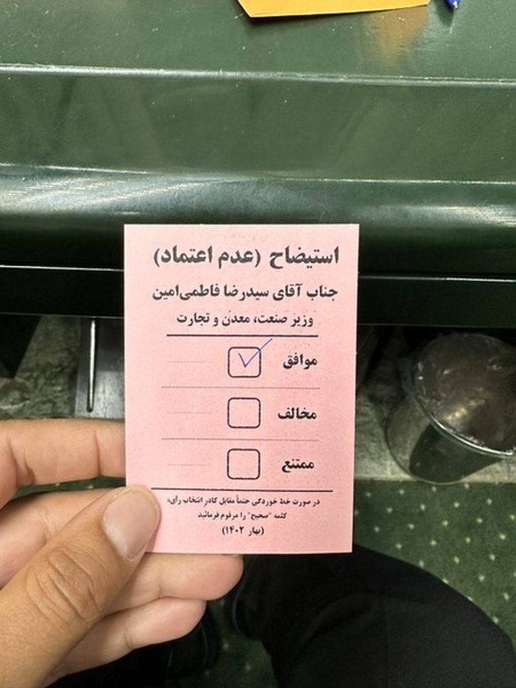کدام نمایندگان رأی خود به استیضاح فاطمی امین را منتشر کردند؟