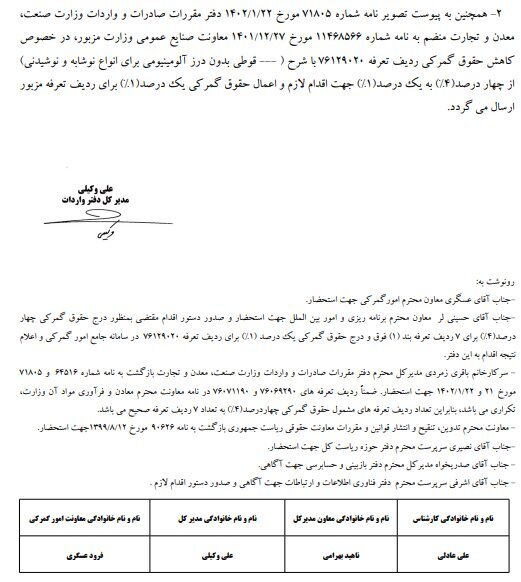 حقوق گمرکی ۷ ردیف تعرفه کالایی به ۴ درصد افزایش یافت حقوق گمرکی ۷ ردیف تعرفه کالایی به ۴ درصد افزایش یافت