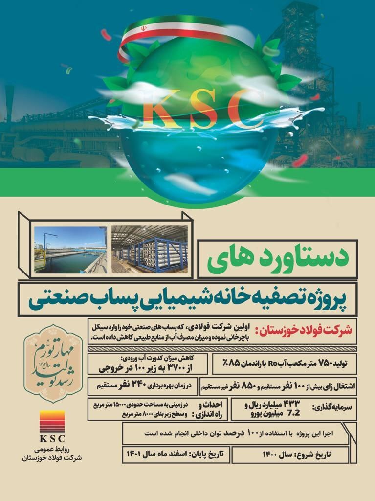 بازدید از دستاورد پروژه تصفیه خانه شیمیایی پساب صنعتی RO شرکت فولاد خوزستان بازدید از دستاورد پروژه تصفیه خانه شیمیایی پساب صنعتی RO شرکت فولاد خوزستان