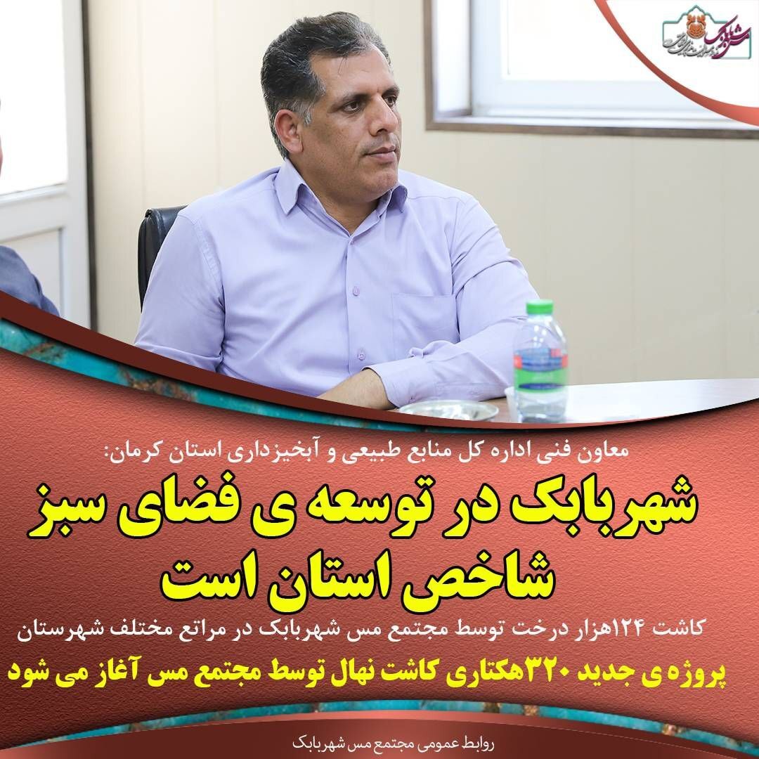 کاشت ۱۲۴ هزار درخت توسط مجتمع مس شهربابک در مراتع مختلف شهرستان/ شهربابک در توسعهی فضای سبز، شاخص استان کرمان است کاشت ۱۲۴ هزار درخت توسط مجتمع مس شهربابک در مراتع مختلف شهرستان/ شهربابک در توسعهی فضای سبز، شاخص استان کرمان است