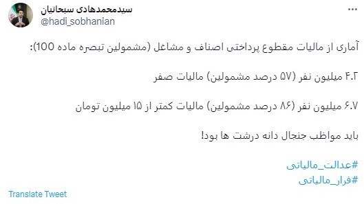 مالیات عملکرد ۱۴۰۱ حدود ۴ میلیون مودی صفر شد