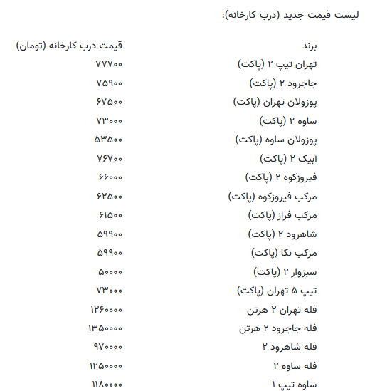 قیمت جدید سیمان اعلام شد قیمت جدید سیمان اعلام شد