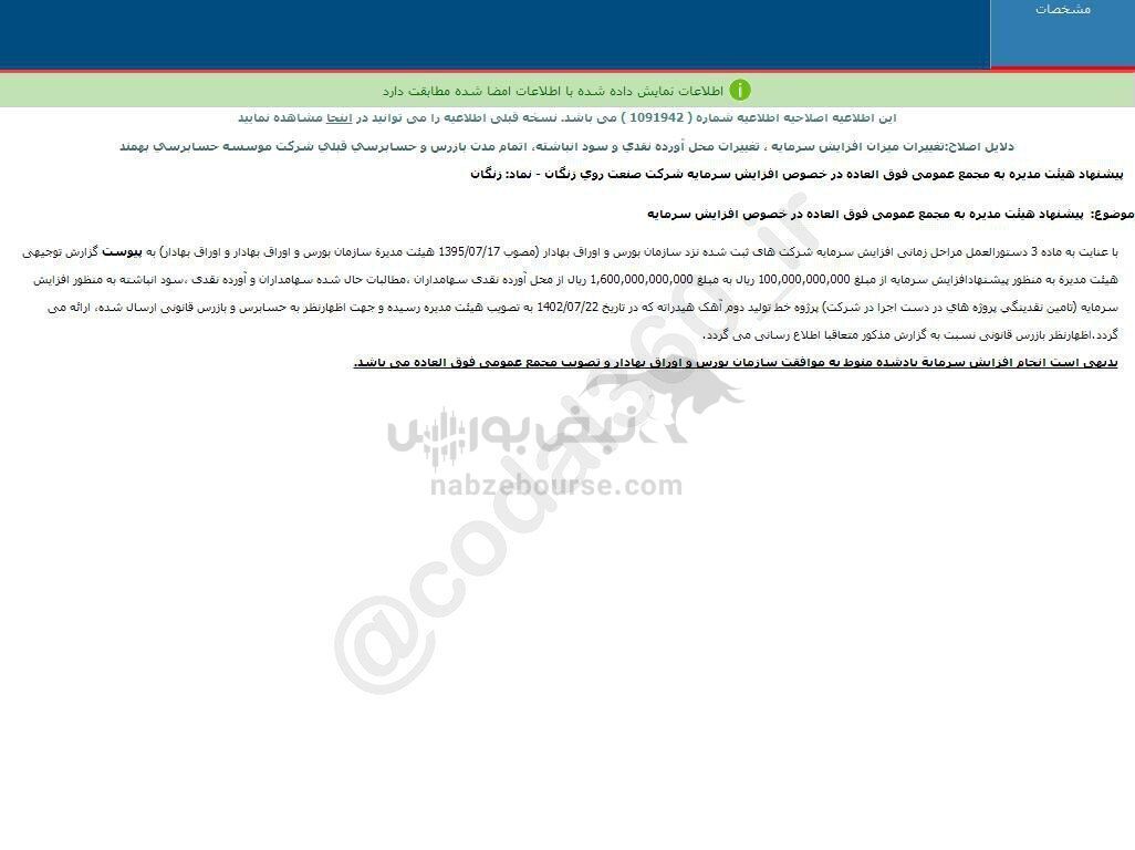 این نماد پیشنهاد افزایش سرمایه داد این نماد پیشنهاد افزایش سرمایه داد