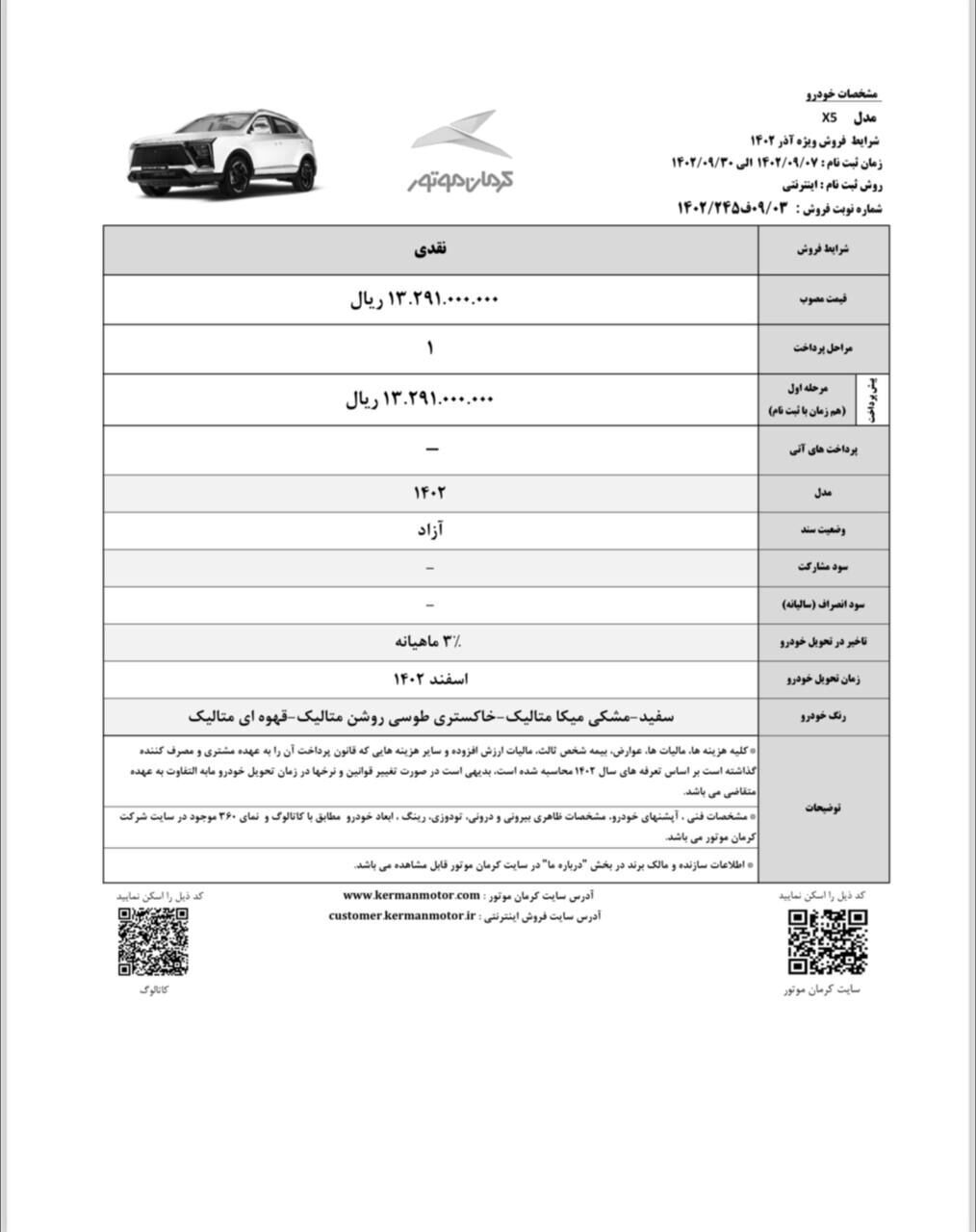 اعلام زمان آغاز و شرایط فروش کی ام سی X ۵ کرمان موتور + جزئیات اعلام زمان آغاز و شرایط فروش کی ام سی X ۵ کرمان موتور + جزئیات