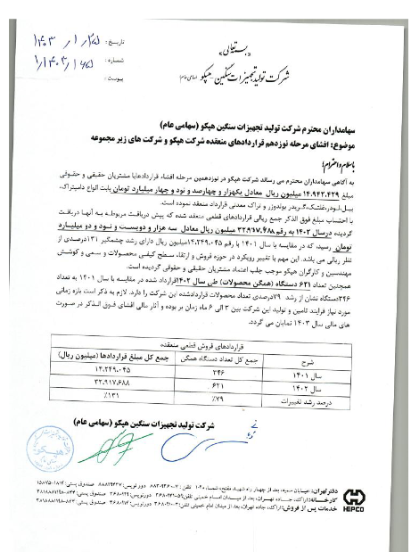 انعقاد قرارداد فروش انواع ماشینآلات توسط انعقاد قرارداد فروش انواع ماشینآلات توسط