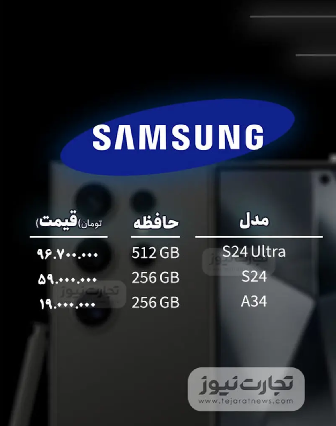 قیمت گوشی موبایل امروز ۹ دی ۱۴۰۳ + جدول قیمت گوشی موبایل امروز ۹ دی ۱۴۰۳ + جدول