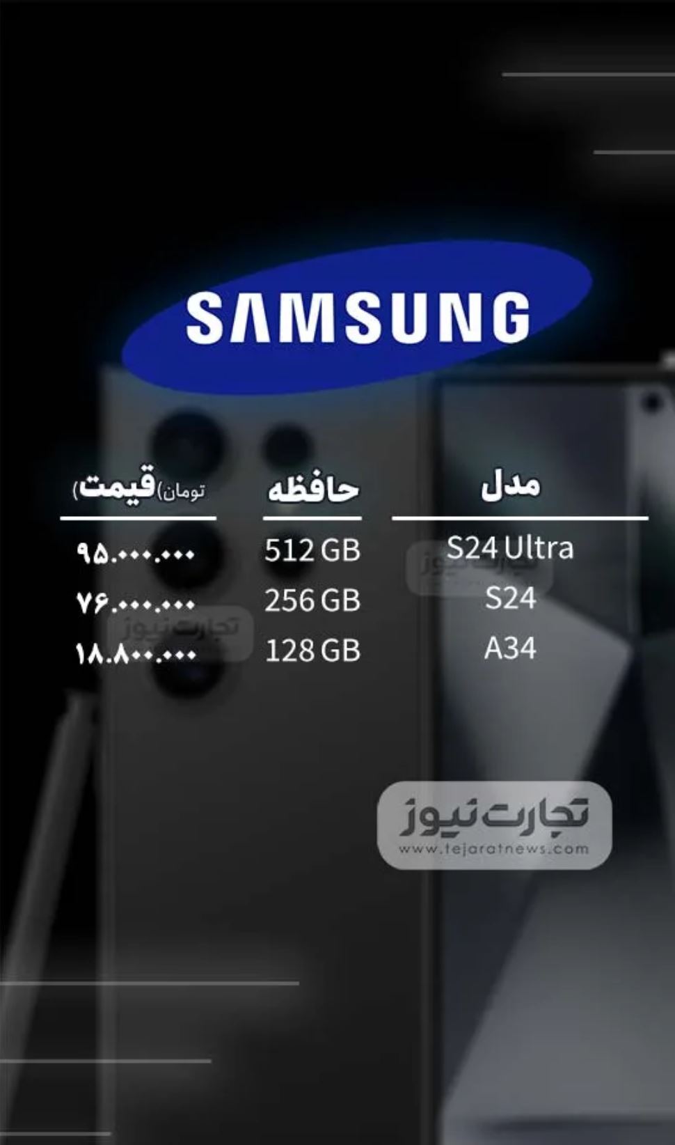 قیمت گوشی موبایل امروز ۱۴ اسفند ۱۴۰۳ + جدول قیمت گوشی موبایل امروز ۱۴ اسفند ۱۴۰۳ + جدول
