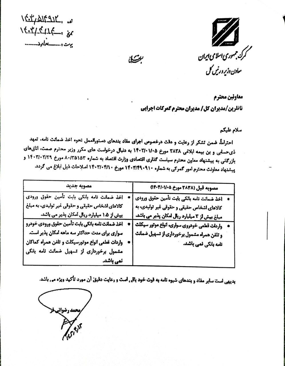 دستورالعمل ضمانتنامههای بانکی اصلاح شد؛ واردات خودرو با ضمانتنامه دستورالعمل ضمانتنامههای بانکی اصلاح شد؛ واردات خودرو با ضمانتنامه