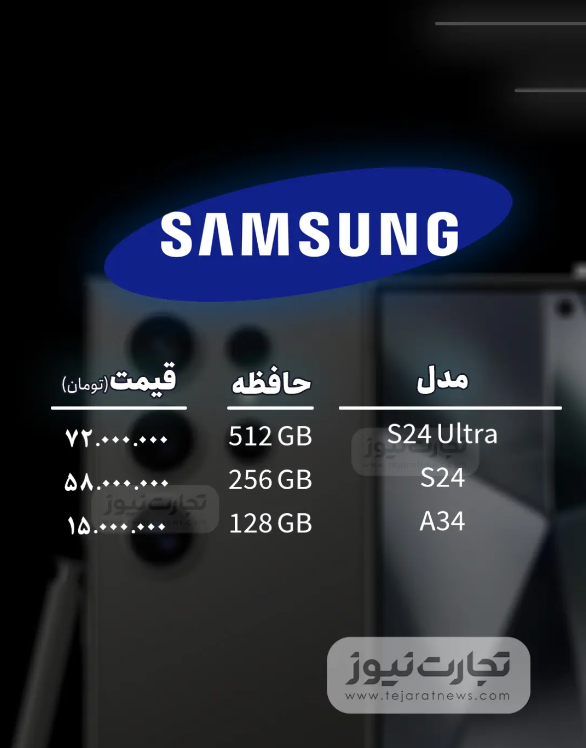 قیمت گوشی موبایل امروز شنبه ۱۷ شهریور ۱۴۰۳ قیمت گوشی موبایل امروز شنبه ۱۷ شهریور ۱۴۰۳