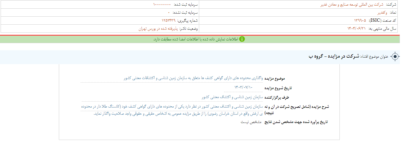 «وکغدیر» مزایده برگزار میکند «وکغدیر» مزایده برگزار میکند
