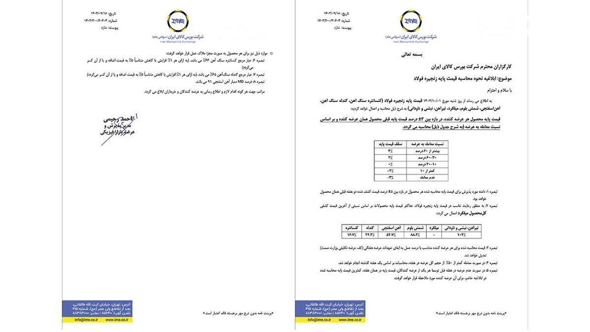 بورس کالا فرمول قیمت پایه محصولات زنجیره فولاد را ابلاغ کرد بورس کالا فرمول قیمت پایه محصولات زنجیره فولاد را ابلاغ کرد