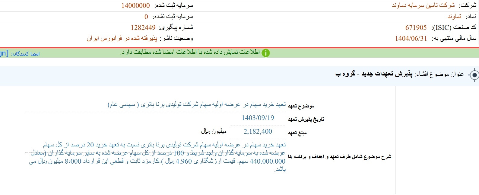 مهمترین اخبار کدال ۲۰ آذر ۱۴۰۳/ پذیرش تعهدات جدید، دریافت مجوز تغییر ۱۰ درصد در نرخ فروش محصولات و واگذاری سهام مهمترین اخبار کدال ۲۰ آذر ۱۴۰۳/ پذیرش تعهدات جدید، دریافت مجوز تغییر ۱۰ درصد در نرخ فروش محصولات و واگذاری سهام