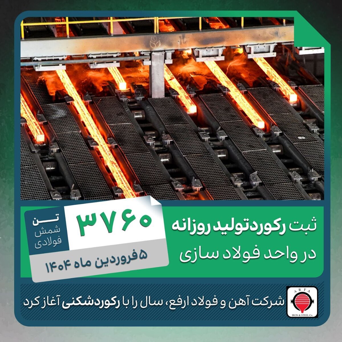 شکسته شدن رکورد تولید در فولاد ارفع