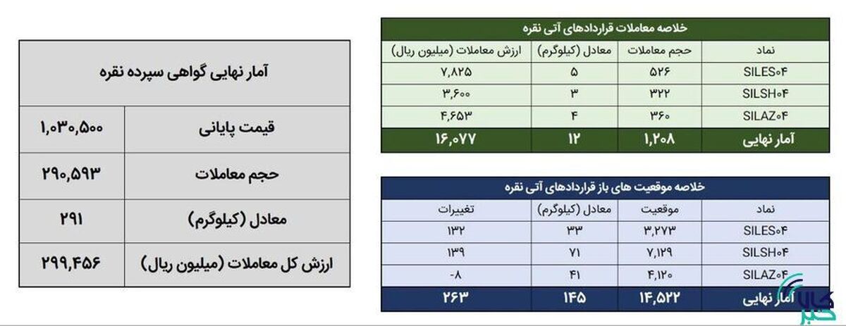 ۳۰۳ کیلوگرم شمش نقره در بورس کالا معامله شد