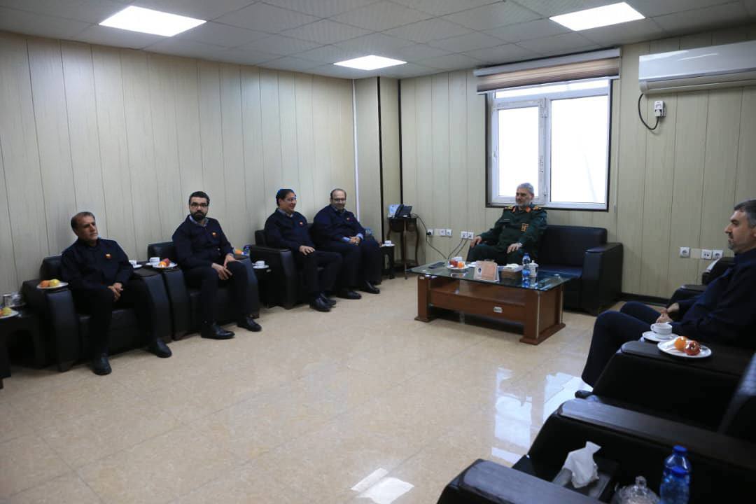 دیدار مدیرعامل شرکت فولاد خوزستان و هیات همراه با فرمانده سپاه حضرت ولی‌عصر (عج)
