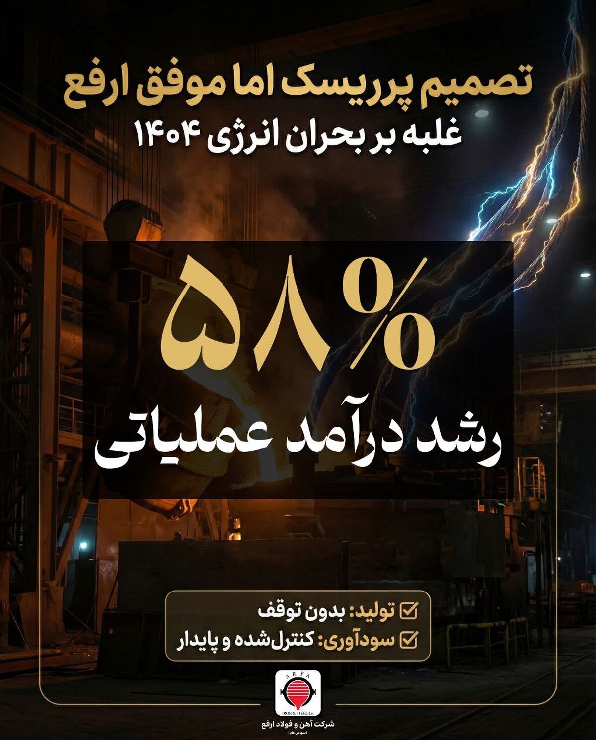 تصمیم پرریسک، اما موفق؛ خرید برق گران‌تر، مانع توقف تولید و افت سودآوری ارفع شد