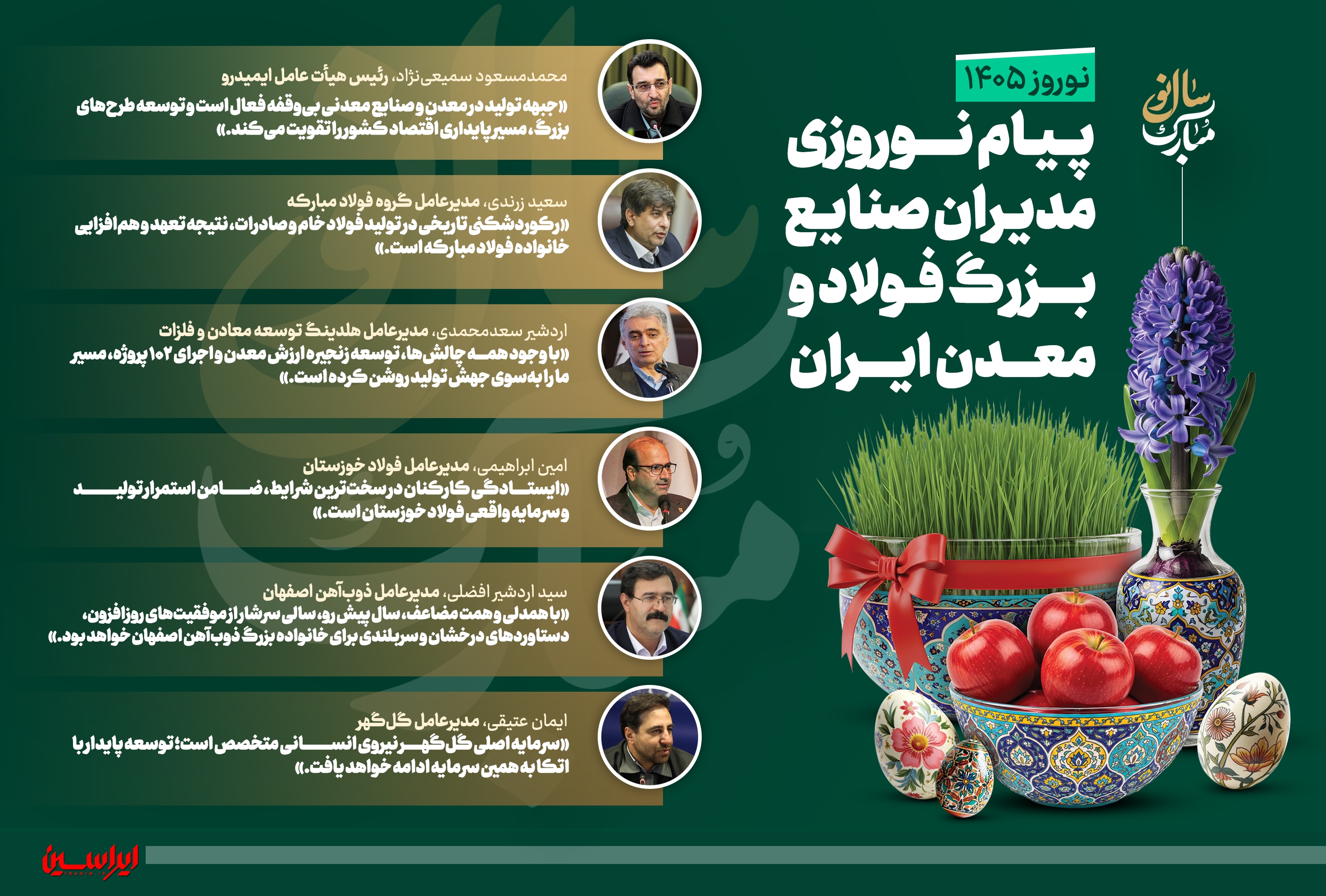 پیام نوروزی مدیران صنایع بزرگ فولاد و معدن ایران