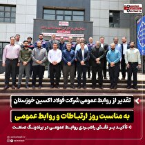 تقدیر از روابط عمومی شرکت فولاد اکسین خوزستان به مناسبت روز ارتباطات و روابط عمومی/ تأکید بر نقش راهبردی روابط عمومی در برندینگ صنعت